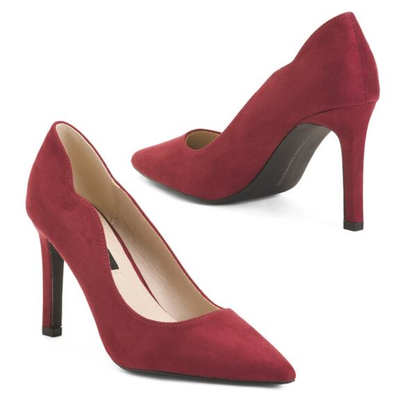 NWT French Connection Women's Pointy Toe Faux Suede Scalloped Pump Heels - Picture 1 of 7